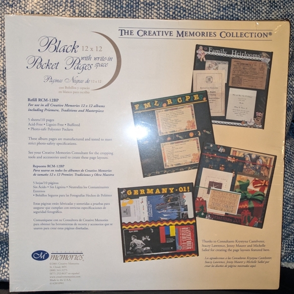 Creative Memories 12x12 Album Pocket Pages Scrapbooking Paper Black Acid Free - Picture 1 of 4